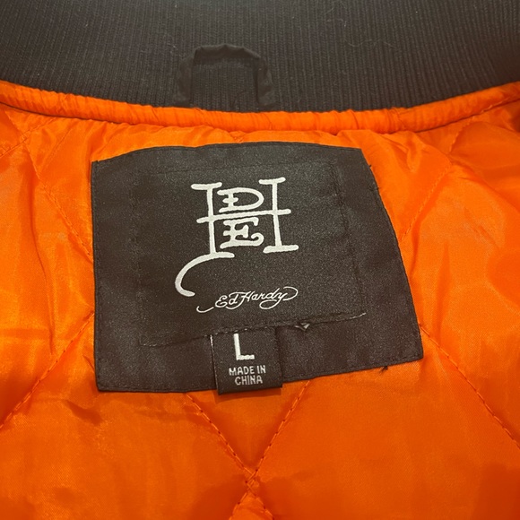 Ed Hardy, Men Bomber Jacket, Death Before Dishonor, Black - Picture 3 of 9